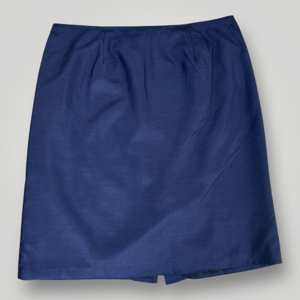 Isabella Skirt Womens 22W Blue Lined Straight Pencil Midi Back Slit Workwear